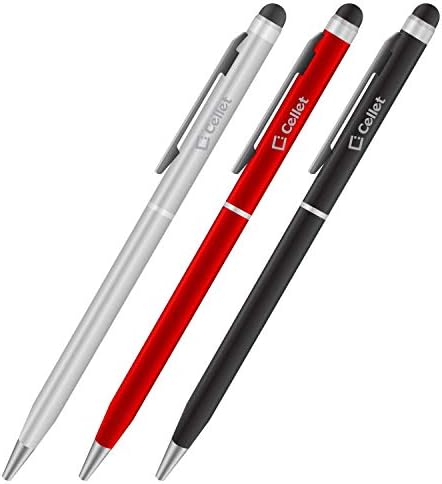 Pro Stylus Pen עבור סמסונג גלקסי S8 פעיל עם דיו, דיוק גבוה, צורה רגישה במיוחד וקומפקטית למסכי מגע [3 חבילה-שחור-אדום-סילבר]